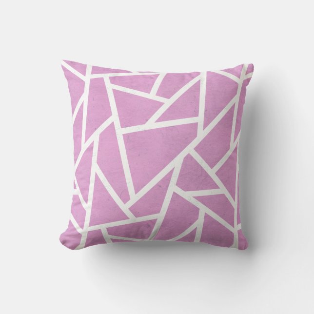 Pink and white mosaic pattern cushion (Front)