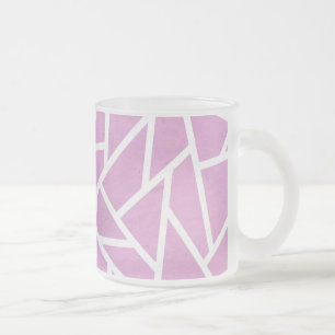 Pink and white mosaic pattern frosted glass coffee mug