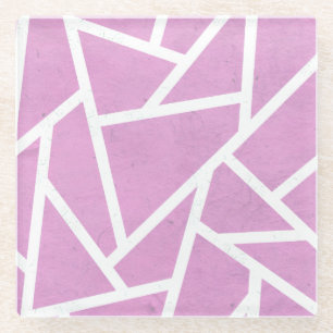 Pink and white mosaic pattern glass coaster