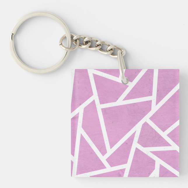 Pink and white mosaic pattern key ring (Front)