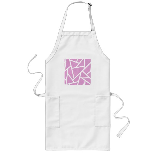 Pink and white mosaic pattern long apron (Front)