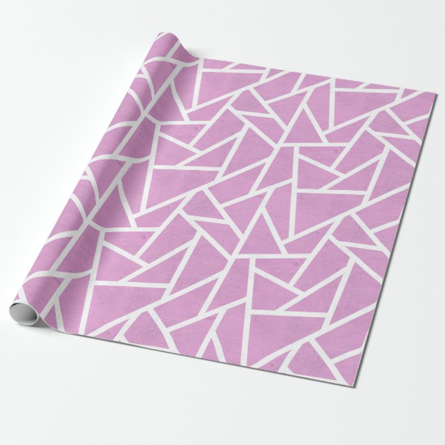 Pink and white mosaic pattern wrapping paper (Unrolled)