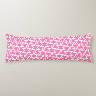 Pink And White Motif Geometric Star Pattern Body Cushion