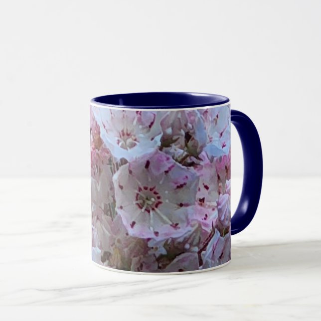 Pink and White Mountain Laurel Flowers Mug (Front Right)