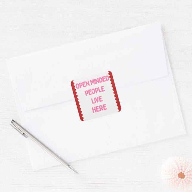 Pink and White Open Minded People  Square Sticker (Envelope)