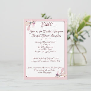 Pink and White Outline Bridal Shower Invitation