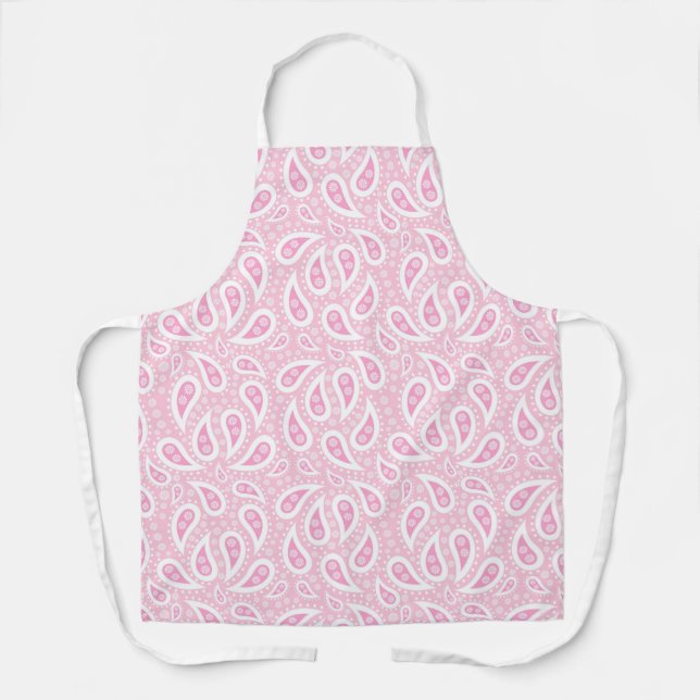 Pink and White Paisley Girly Girl Apron (Front)