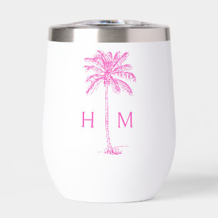 Pink and White Palm Palmetto Tree Monogram