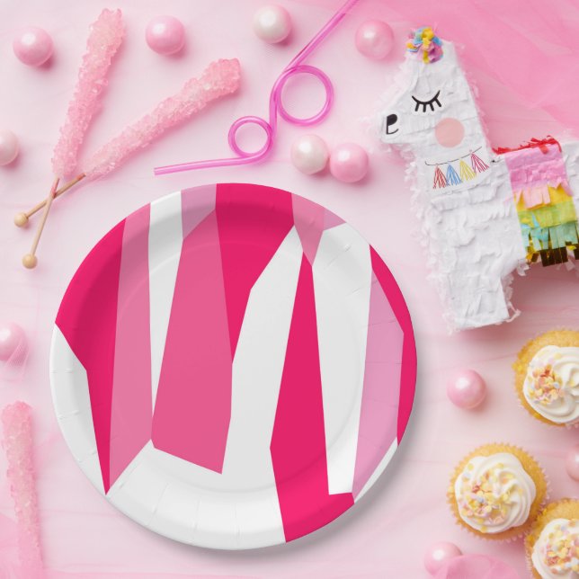 Pink and White Paper Plate (Party)