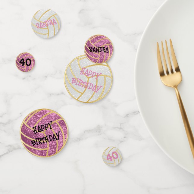 Pink and White Party Glitter Volleyball Confetti (Group)