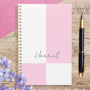 Pink and White Pastel Color Block Personalized Planner