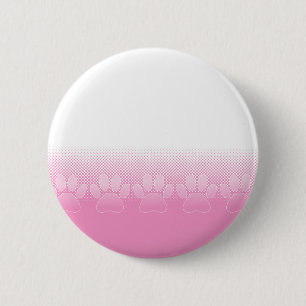Pink And White Paws With Newsprint Background 6 Cm Round Badge