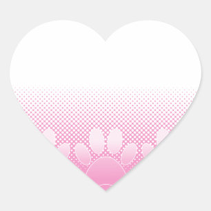 Pink And White Paws With Newsprint Background Heart Sticker