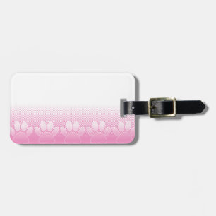 Pink And White Paws With Newsprint Background Luggage Tag
