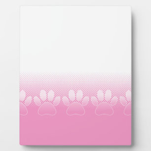 Pink And White Paws With Newsprint Background Plaque