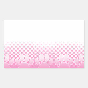 Pink And White Paws With Newsprint Background Rectangular Sticker