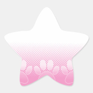 Pink And White Paws With Newsprint Background Star Sticker