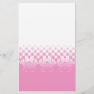 Pink And White Paws With Newsprint Background Stationery