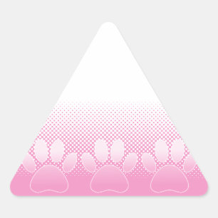 Pink And White Paws With Newsprint Background Triangle Sticker