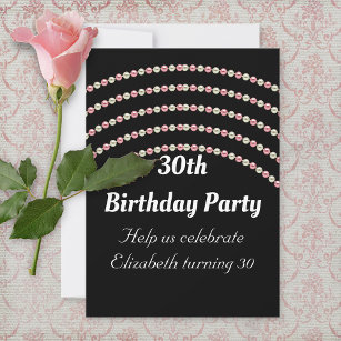 Pink and White Pearl Birthday Invitation