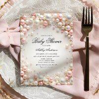 Pink and White Pearls with Diamonds Baby Shower