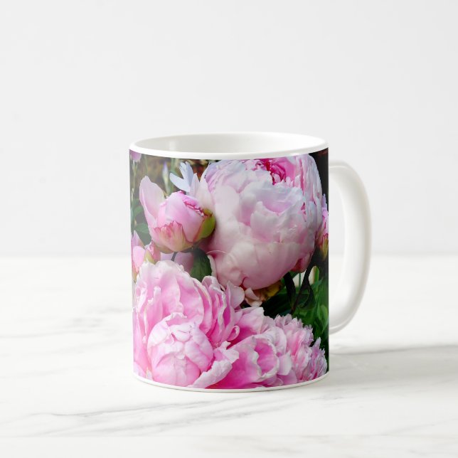 Pink and White Peonies Coffee Mug (Front Right)