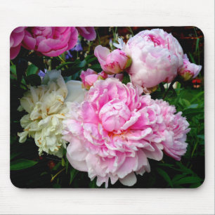 Pink and White Peonies Mouse Mat