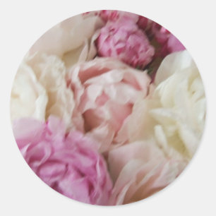 Pink and White Peonies Wedding Stickers