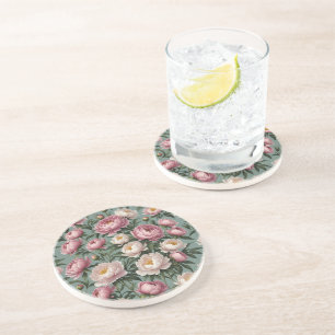 Pink and white Peony flowers Coaster