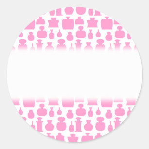 Pink and White Perfume Bottle Pattern. Classic Round Sticker