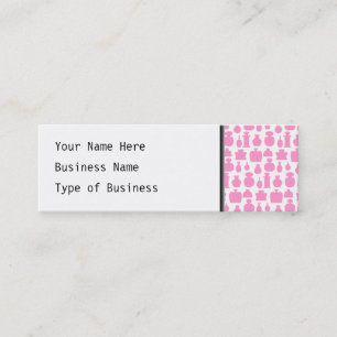 Pink and White Perfume Bottle Pattern. Mini Business Card