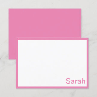 Pink and White Personalised Flat Note Card
