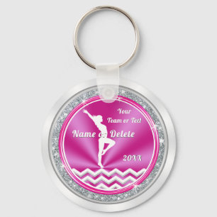 Pink and White Personalised Gymnastics Team Gifts Key Ring
