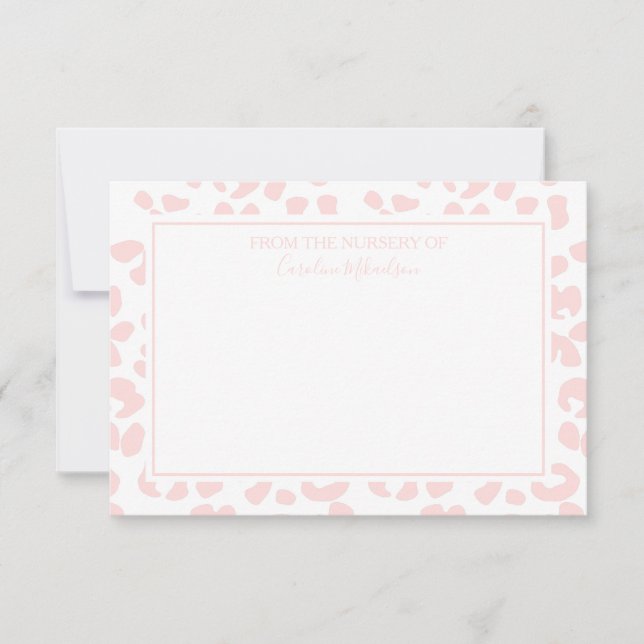 Pink and White Personalised Leopard Print Thank You Card (Front)