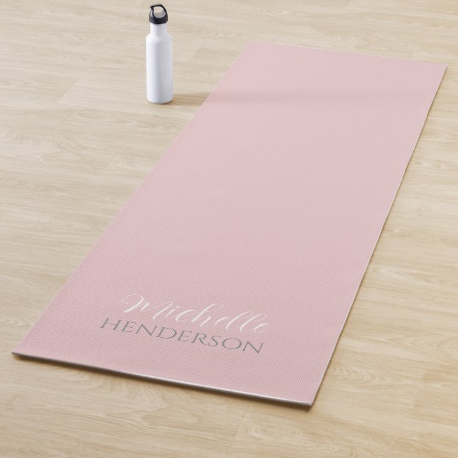 Pink and White Personalised Monogram Name Yoga Mat (In Situ)