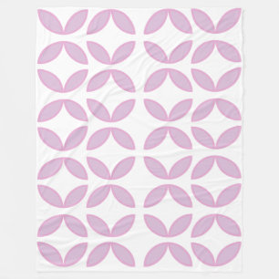 Pink and white petals circles and diamonds pattern fleece blanket
