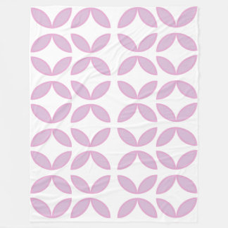 Pink and white petals circles and diamonds pattern fleece blanket