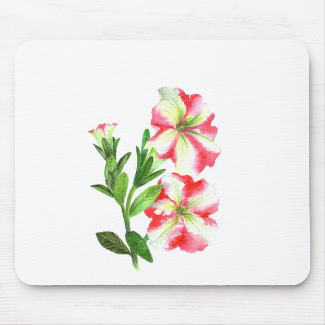 Pink and White Petunias Floral Art Mouse Mat (Front)