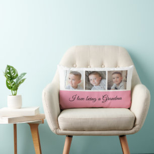Pink and white photo collage for Grandma Lumbar Cushion