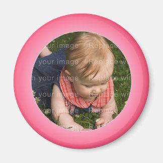 Pink and white photo frame magnet