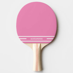Pink and White Ping Pong Paddle with Name