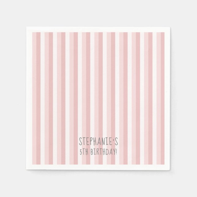 Pink and white Pinstripes Napkins (Front)