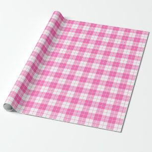 Pink and White Plaid Pattern Wrapping Paper