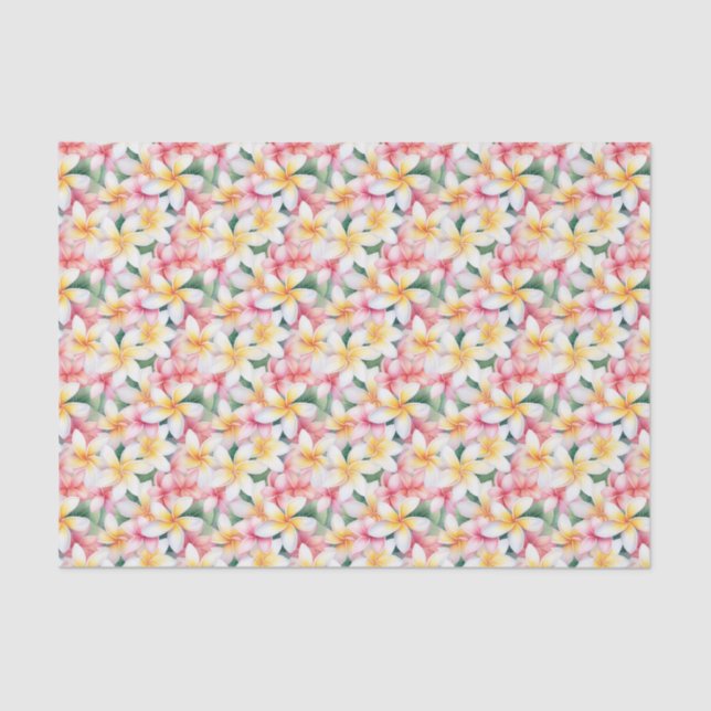 Pink and White Plumeria Flower Tissue Paper (Front)