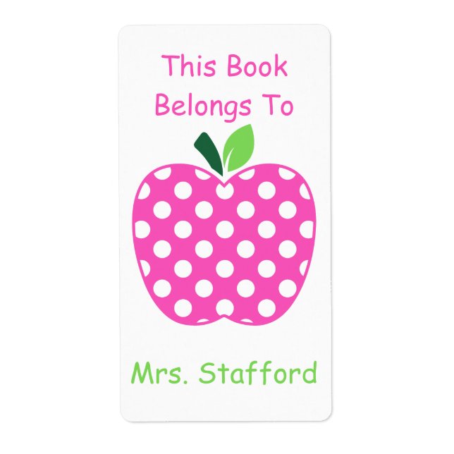 Pink and White Polka Dot Apple Personalised (Front)