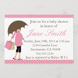 Pink and White Polka Dot Baby Shower Invitation