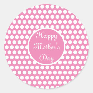 Pink and White Polka dot Classic Round Sticker