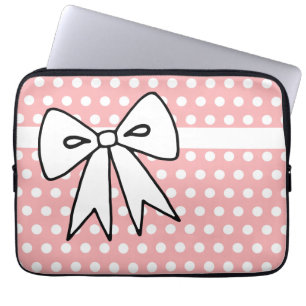 Pink and White Polka Dot Laptop Case
