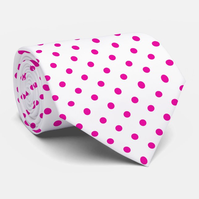 Pink and White Polka Dot Necktie (Rolled)