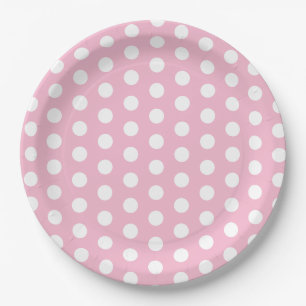 Pink and White Polka Dot Party  Paper Plate